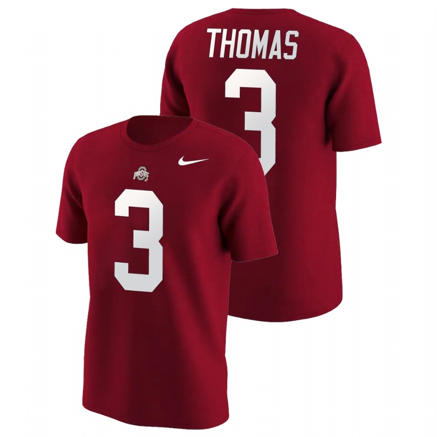Ohio State Buckeyes Men's NCAA Michael Thomas #3 Scarlet Name & Number College Football T-Shirt XBJ6749QM